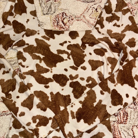 Brown and White Cow Print Long Sleeve Top - Picture 2 of 2